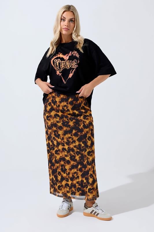 evans LIMITED COLLECTION Curve Orange Tortoiseshell Mesh Skirt