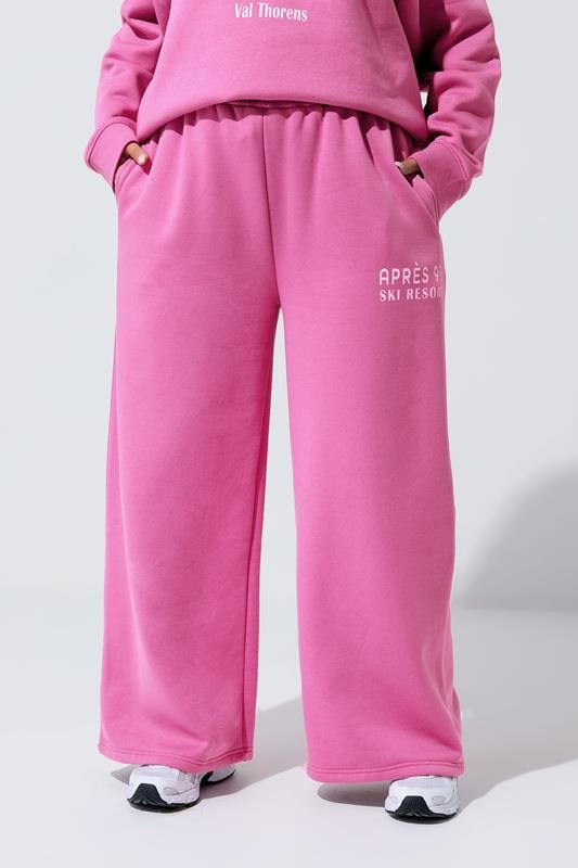 Evans LIMITED COLLECTION Curve Pink 'Après 98' Wide Leg Joggers