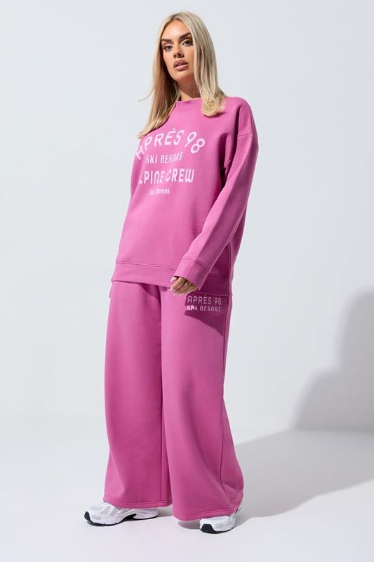 evans LIMITED COLLECTION Curve Pink 'Après 98' Wide Leg Joggers
