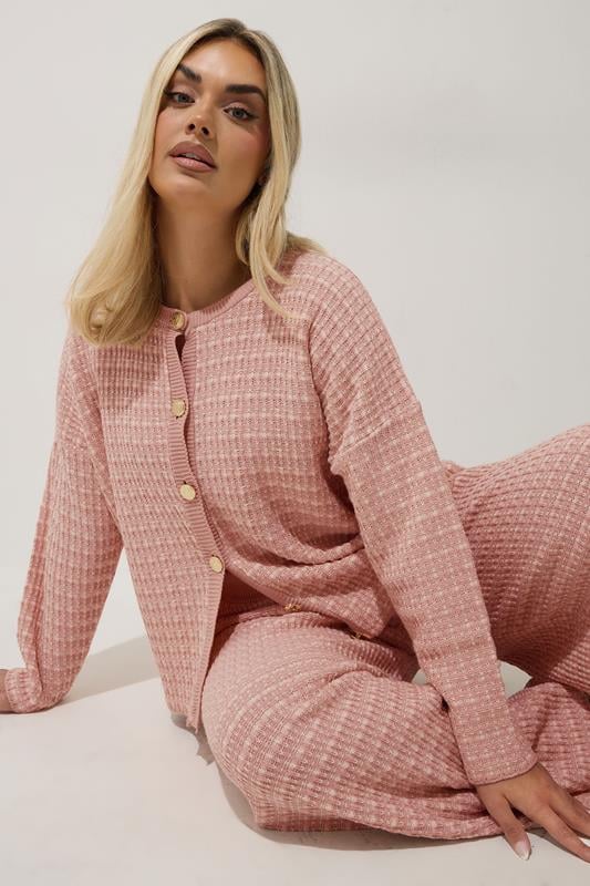 evans LIMITED COLLECTION Curve Pink Boucle Cardigan