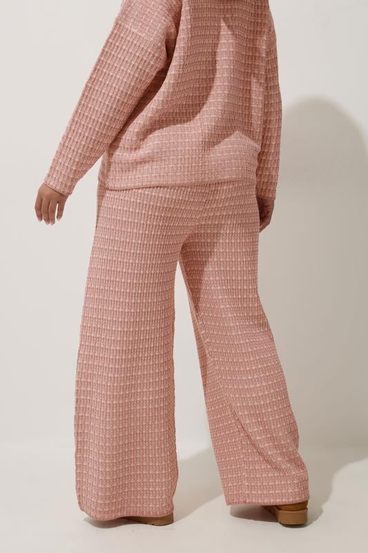 Evans LIMITED COLLECTION Curve Pink Boucle Wide Leg Trousers