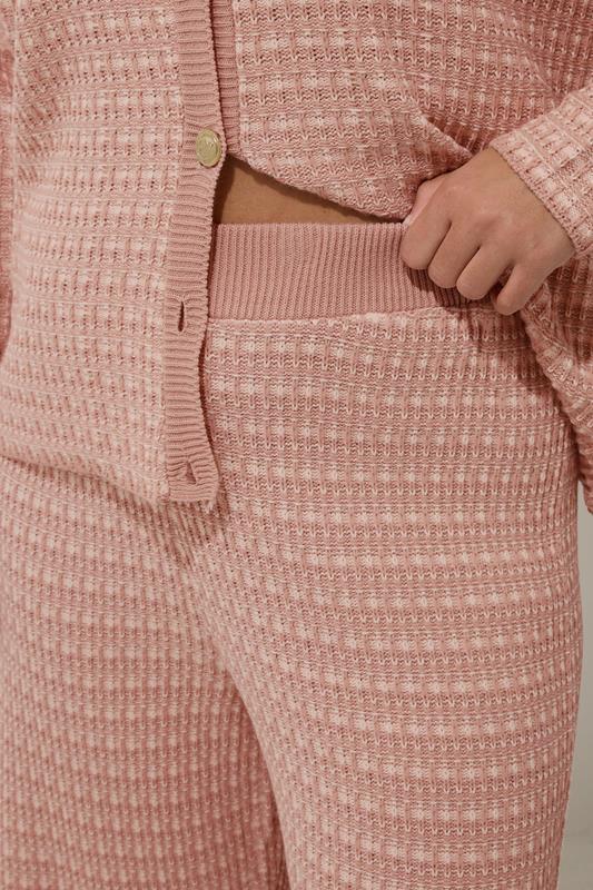 Evans LIMITED COLLECTION Curve Pink Boucle Wide Leg Trousers