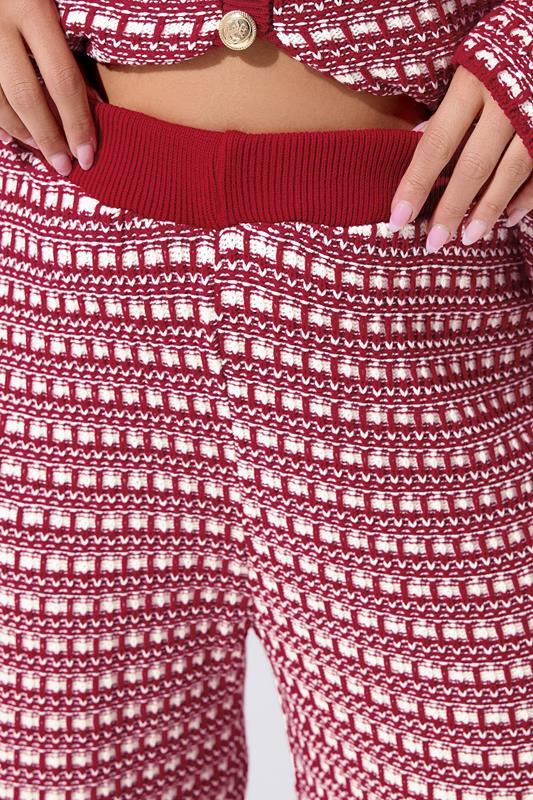 Evans LIMITED COLLECTION Curve Red Boucle Wide Leg Trousers