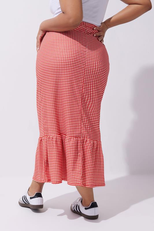 Evans LIMITED COLLECTION Curve Red Gingham Print Maxi Skirt