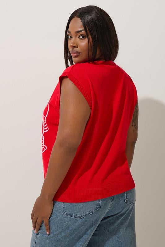 Evans LIMITED COLLECTION Curve Red Lobster Knitted Vest Top