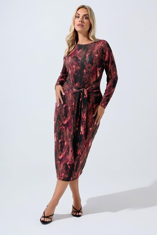 Evans LIMITED COLLECTION Curve Red Snake Print Tie Front Dress