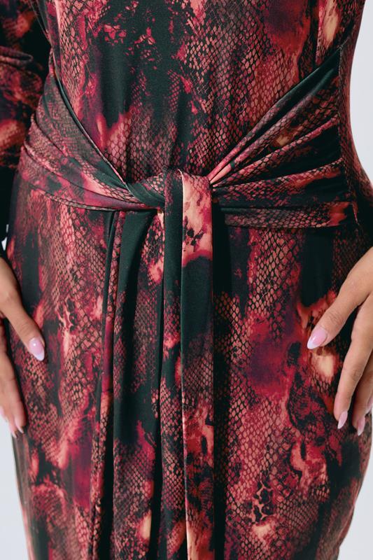 Evans LIMITED COLLECTION Curve Red Snake Print Tie Front Dress
