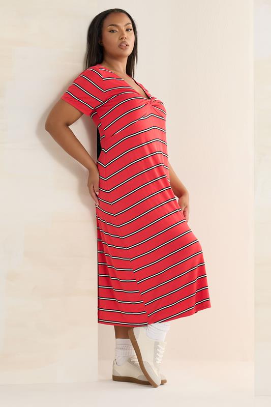Evans LIMITED COLLECTION Curve Red Stripe Twist Front Midi Dress