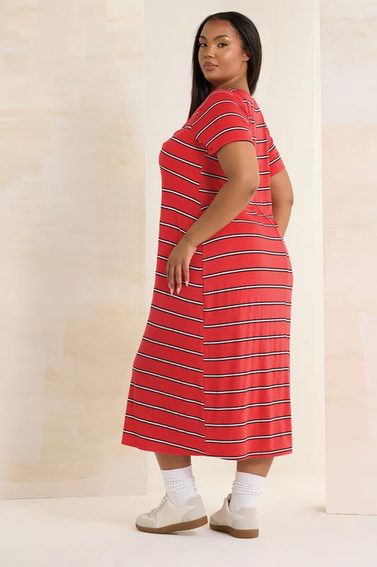 Evans LIMITED COLLECTION Curve Red Stripe Twist Front Midi Dress