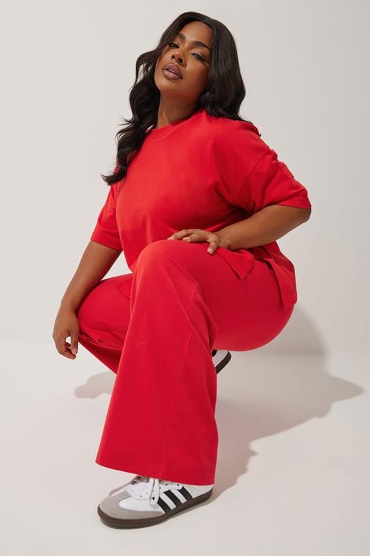 Evans LIMITED COLLECTION Curve Red Wide Leg Joggers