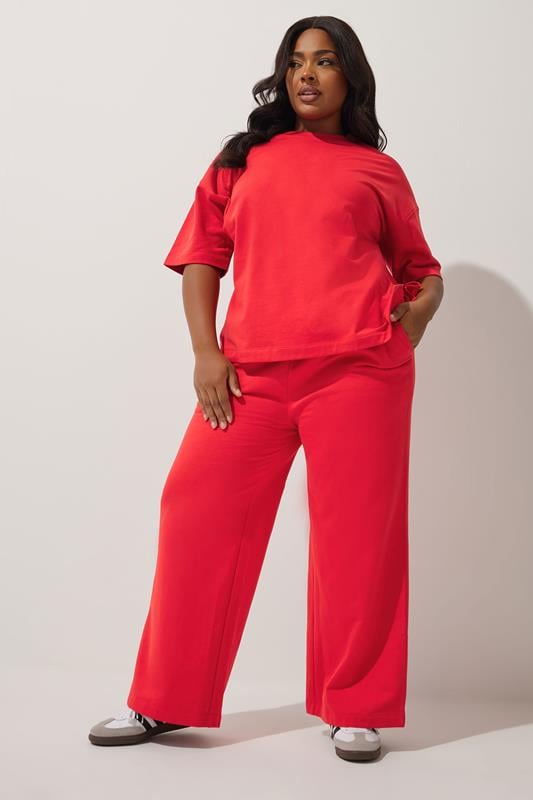 evans LIMITED COLLECTION Curve Red Wide Leg Joggers