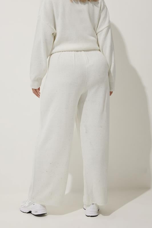 Evans LIMITED COLLECTION Curve White Wide Leg Knitted Trousers