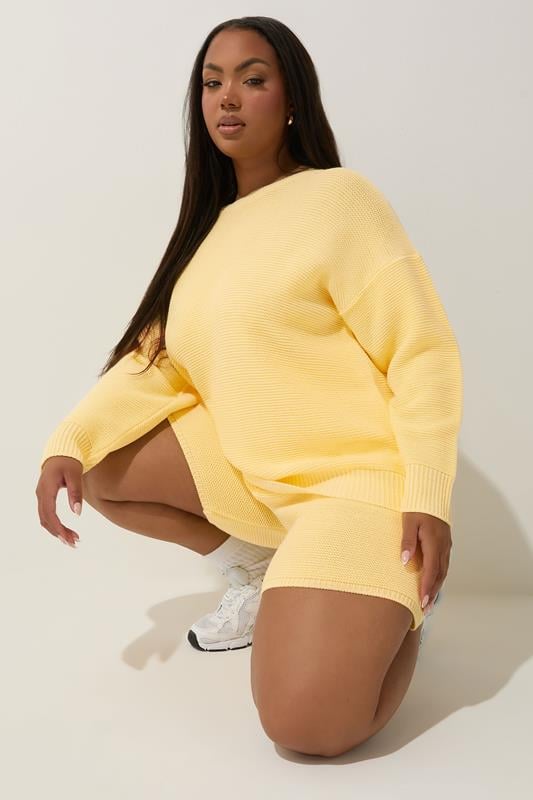 Evans LIMITED COLLECTION Curve Yellow Crew Neck Knitted Jumper