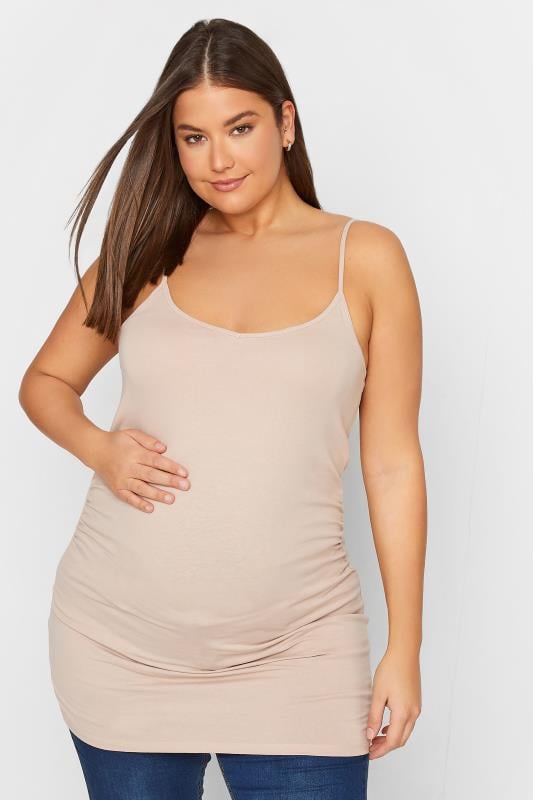 Evans LTS 2 PACK Tall Maternity Black & Nude Cami Vest Tops