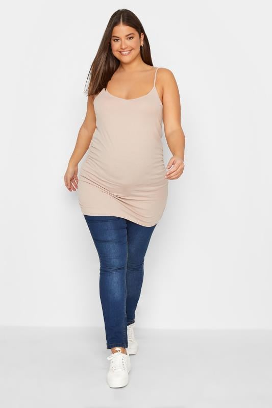 Evans LTS 2 PACK Tall Maternity Black & Nude Cami Vest Tops