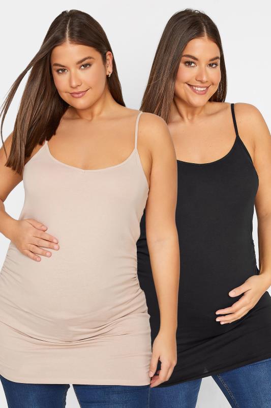 evans LTS 2 PACK Tall Maternity Black & Nude Cami Vest Tops