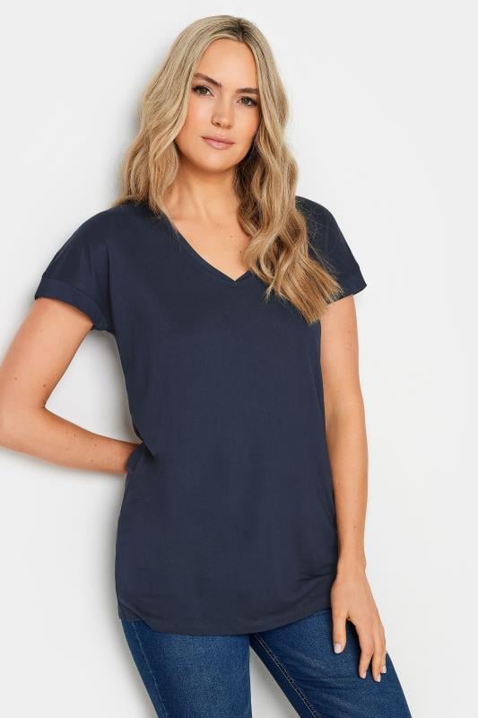 Evans LTS 2 PACK Tall Navy Blue & White Short Sleeve T-Shirts
