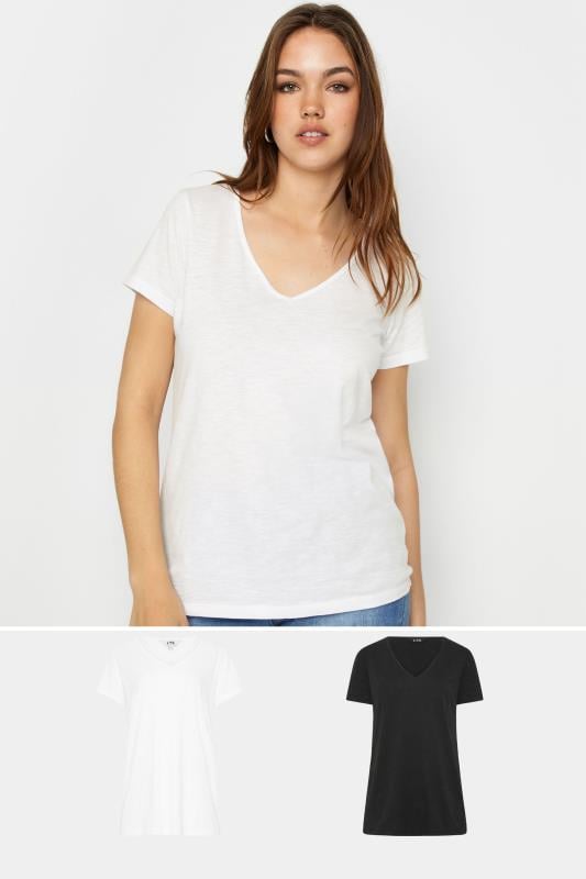 evans LTS 2 PACK Tall White & Black Short Sleeve T-Shirts
