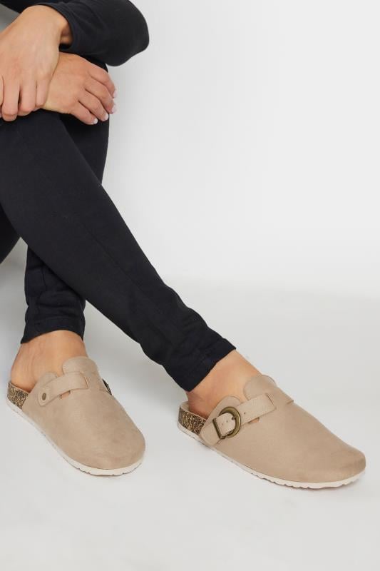 evans LTS Beige Brown Faux Suede Clogs In Standard Fit