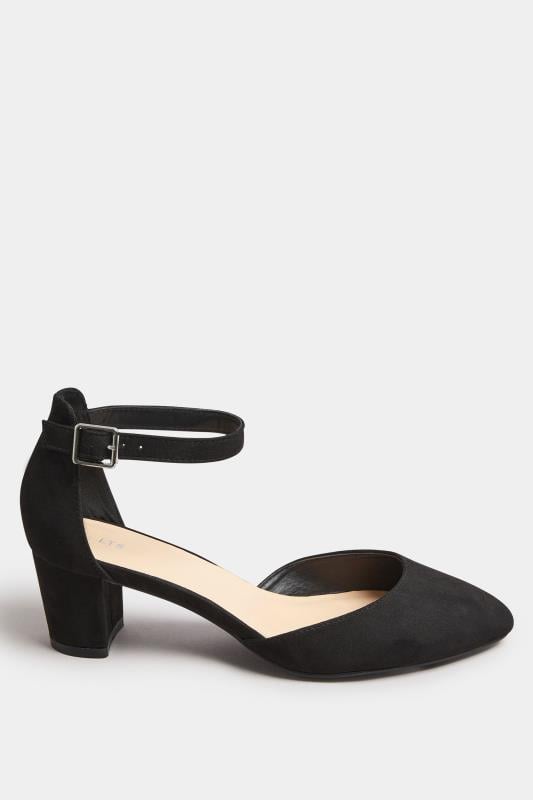 Evans LTS Black Block Heel Court Shoes In Standard Fit