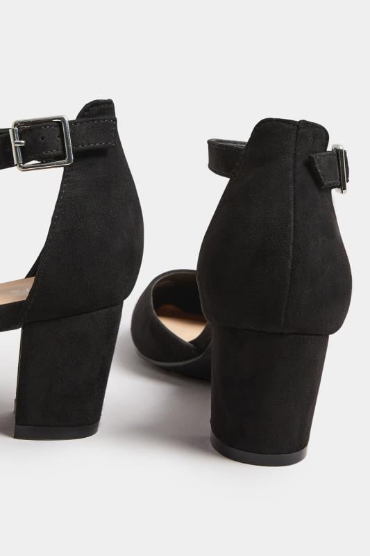 Evans LTS Black Block Heel Court Shoes In Standard Fit