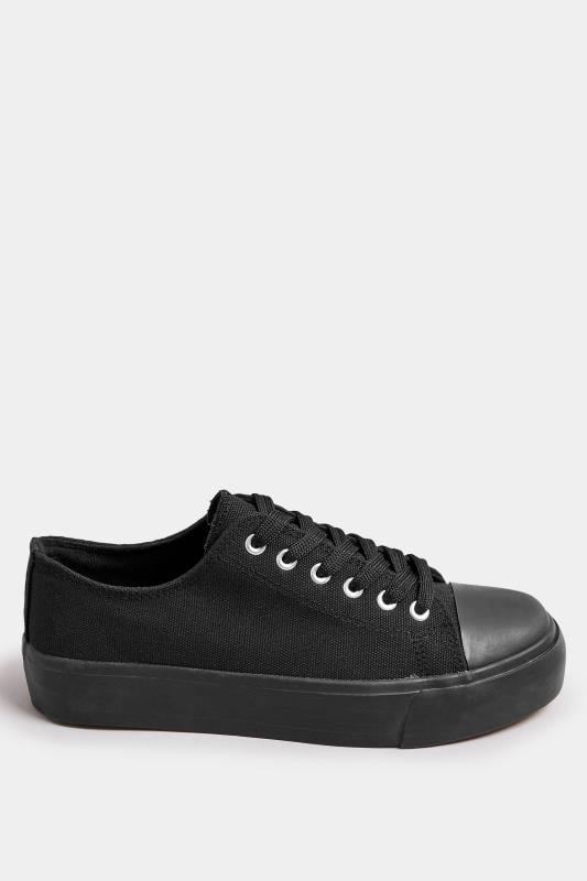 Evans LTS Black Canvas Flatform Trainers In Standard Fit