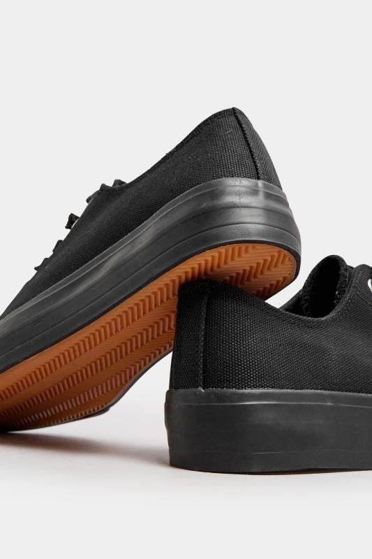 Evans LTS Black Canvas Flatform Trainers In Standard Fit