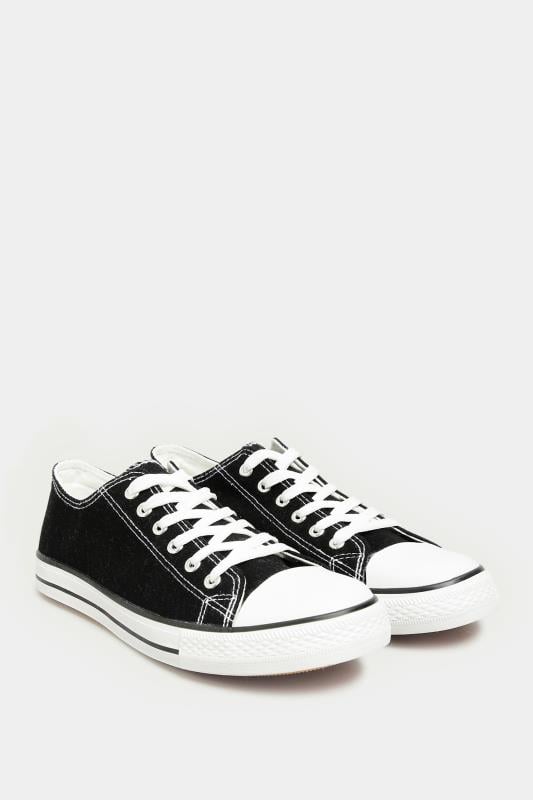 Evans LTS Black Canvas Low Trainers In Standard Fit