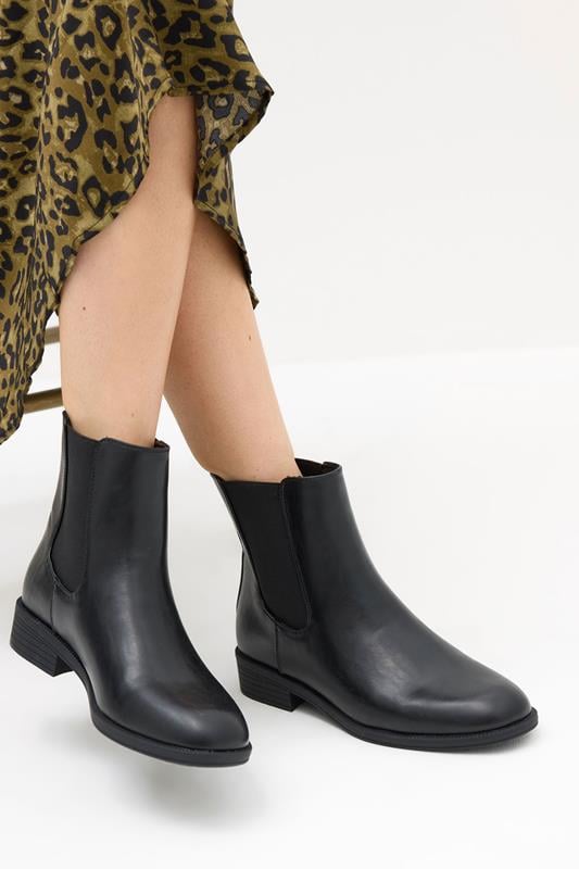 evans LTS Black Chelsea Ankle Boots In Standard Fit