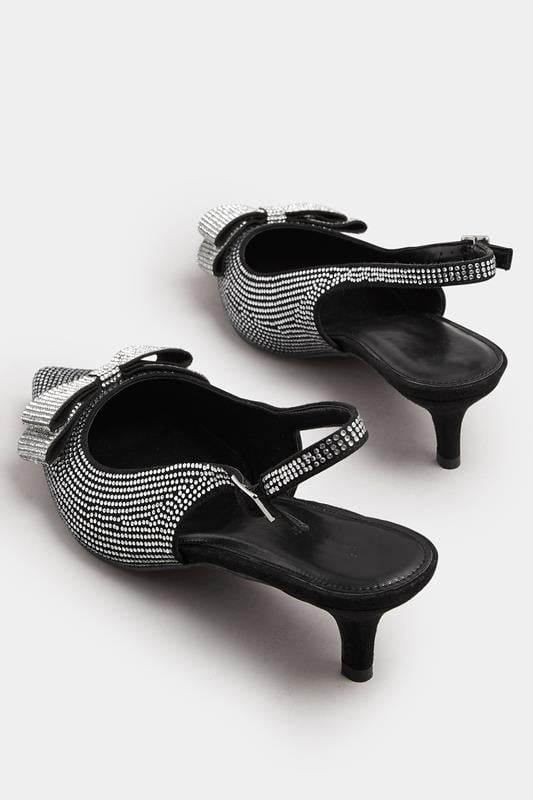 Evans LTS Black Diamante Sparkle Slingback Heels In Standard Fit