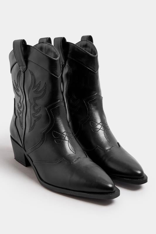 Evans LTS Black Faux Leather Cowboy Boot In Standard Fit