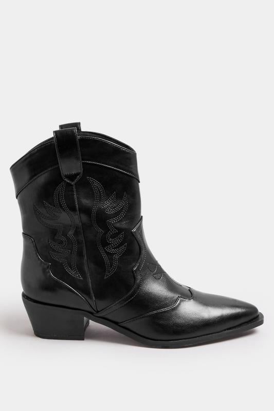 Evans LTS Black Faux Leather Cowboy Boot In Standard Fit