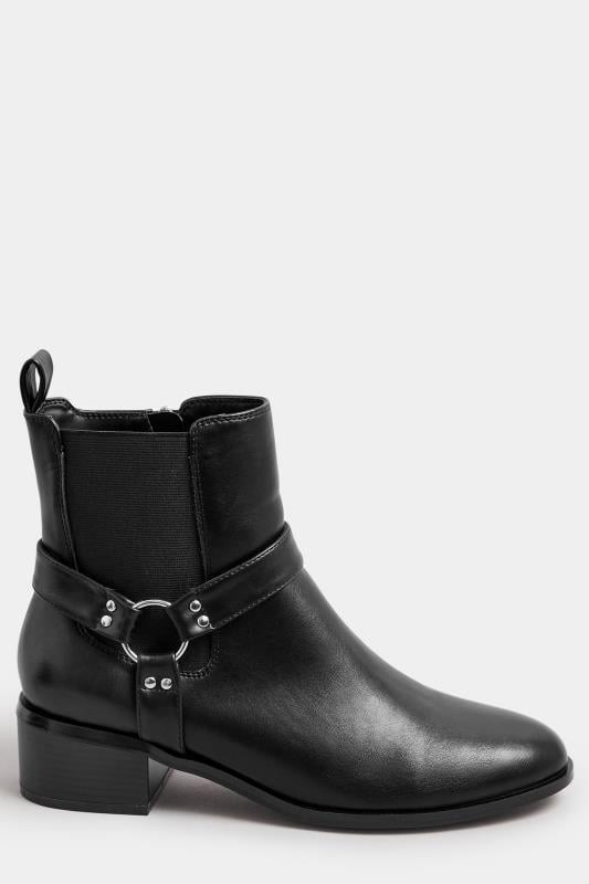 Evans LTS Black Faux Leather Harness Biker Boots In Standard Fit