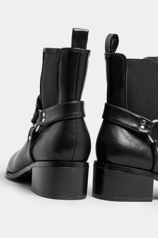 Evans LTS Black Faux Leather Harness Biker Boots In Standard Fit