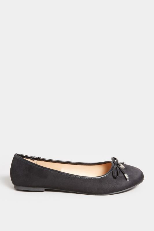 Evans LTS Black Faux Suede Ballerina Pumps In Standard Fit