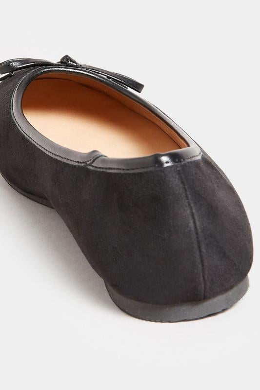 Evans LTS Black Faux Suede Ballerina Pumps In Standard Fit