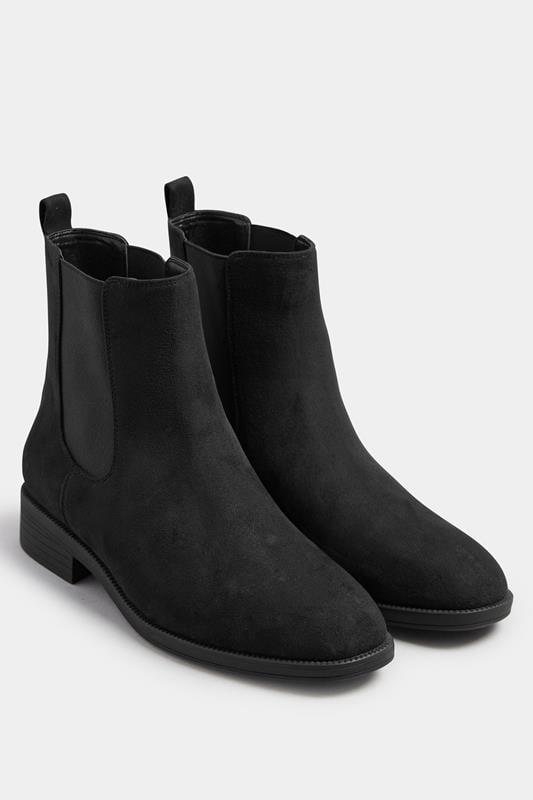 Evans LTS Black Faux Suede Chelsea Ankle Boots In Standard Fit