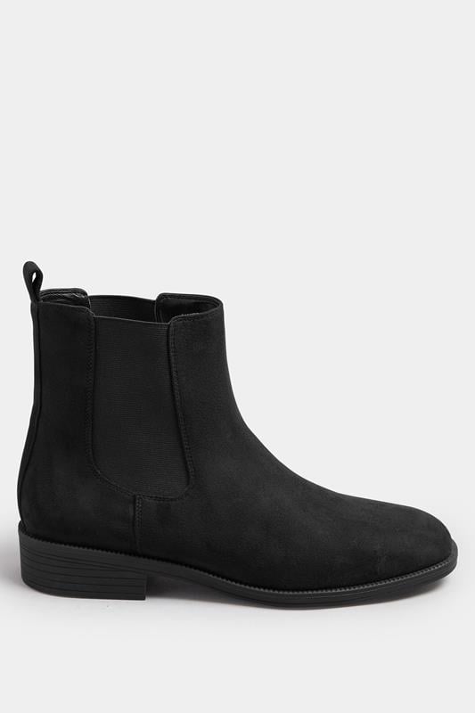 Evans LTS Black Faux Suede Chelsea Ankle Boots In Standard Fit