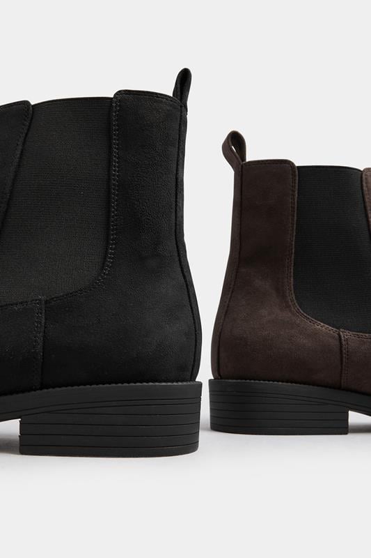Evans LTS Black Faux Suede Chelsea Ankle Boots In Standard Fit