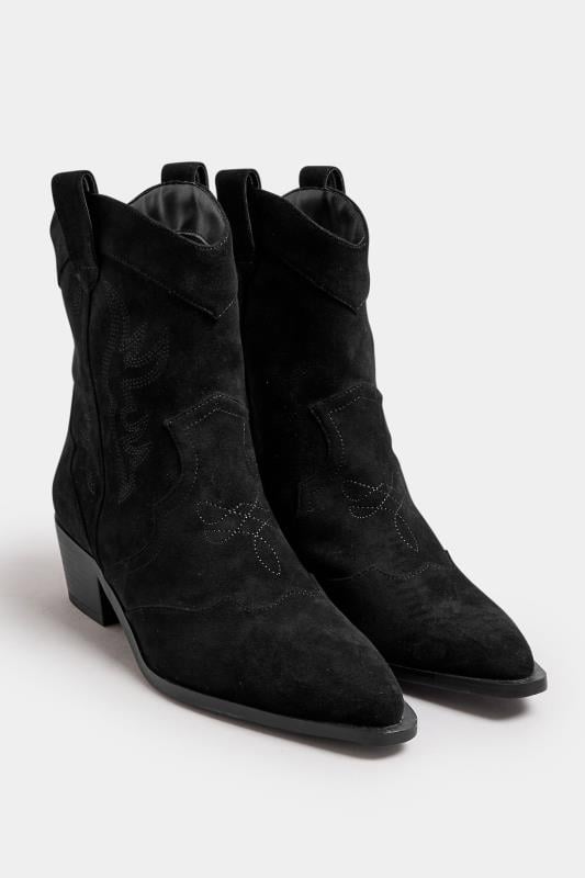 Evans LTS Black Faux Suede Cowboy Boot In Standard Fit