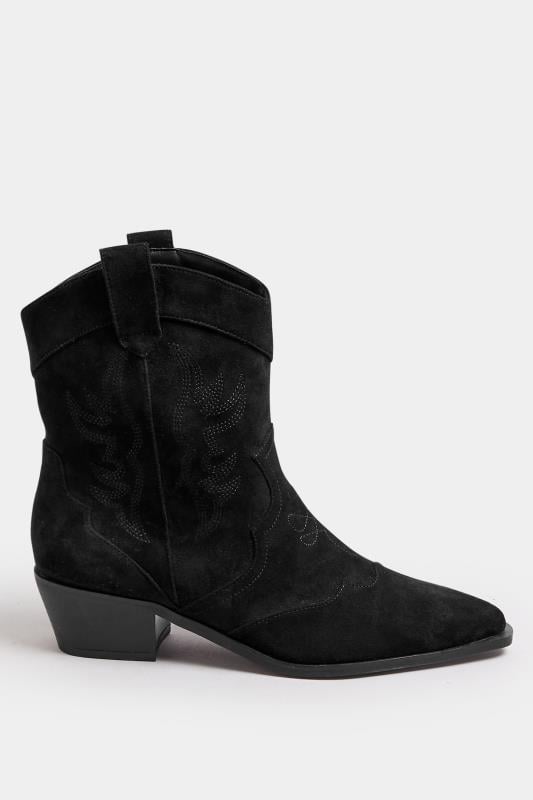 Evans LTS Black Faux Suede Cowboy Boot In Standard Fit