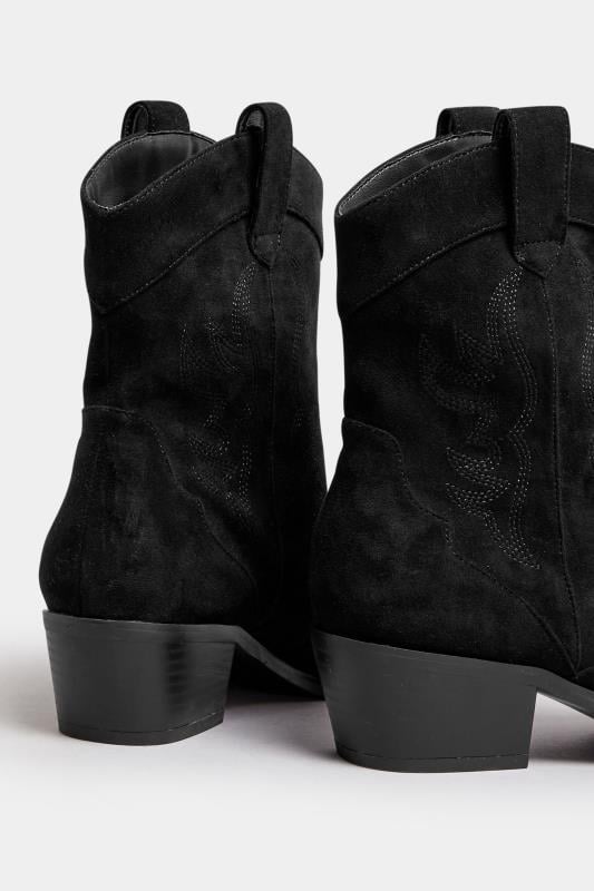 Evans LTS Black Faux Suede Cowboy Boot In Standard Fit
