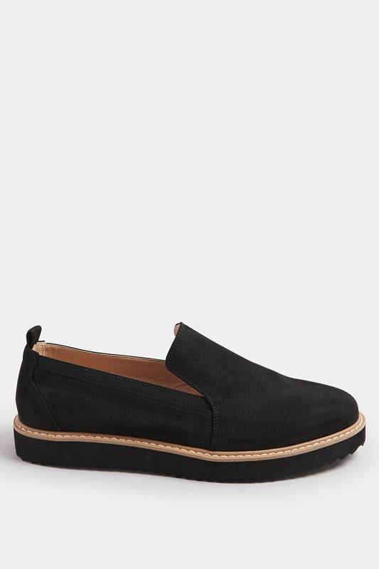 Evans LTS Black Faux Suede Slip-On Loafers In Standard Fit