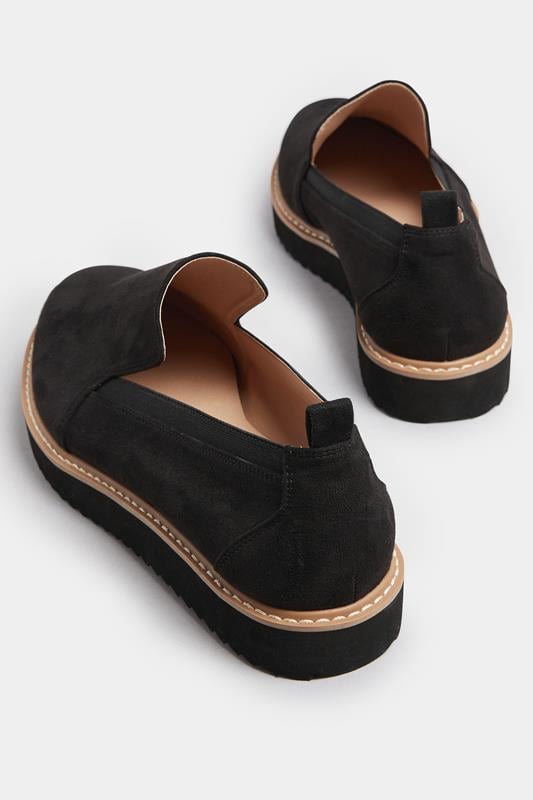 Evans LTS Black Faux Suede Slip-On Loafers In Standard Fit