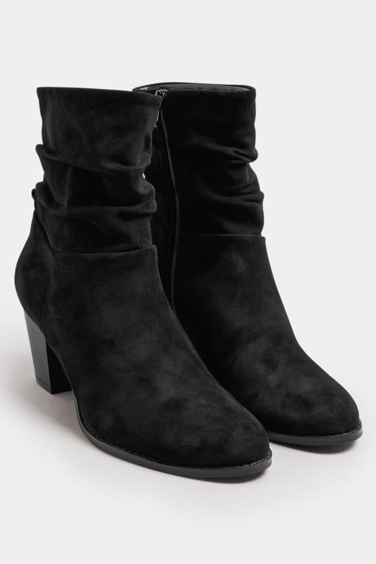 Evans LTS Black Faux Suede Western Boots In Standard Fit