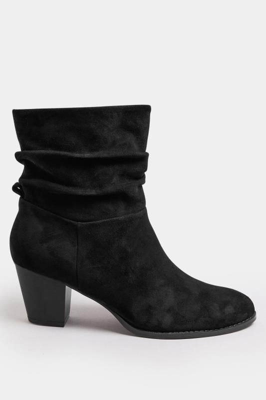 Evans LTS Black Faux Suede Western Boots In Standard Fit
