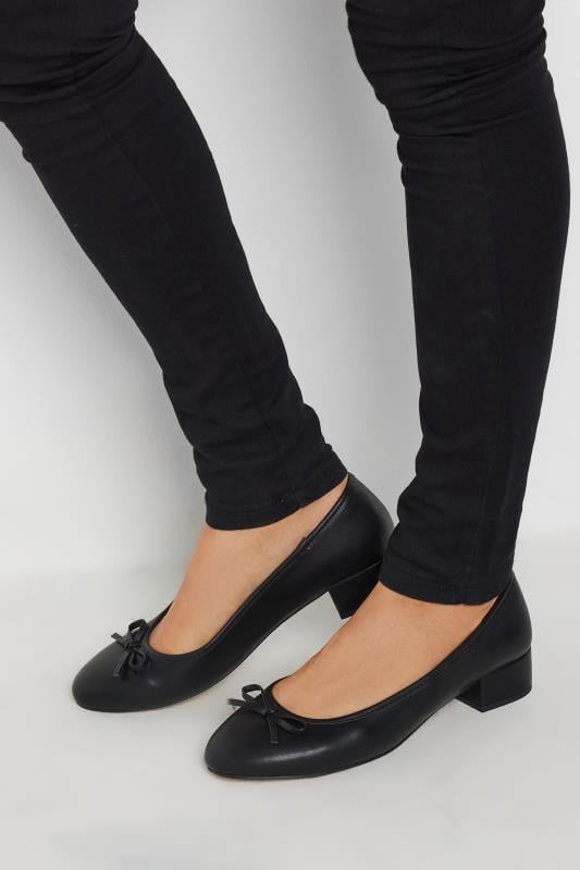 evans LTS Black Heeled Ballet Pumps In Standard Fit