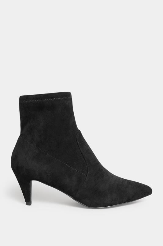 Evans LTS Black Heeled Kitten Boots In Standard Fit