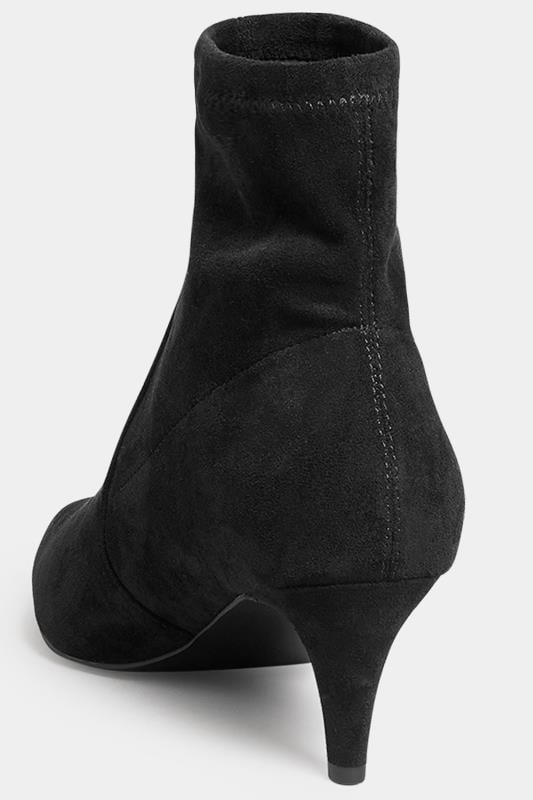 Evans LTS Black Heeled Kitten Boots In Standard Fit