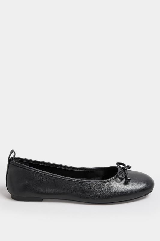 Evans LTS Black Leather Ballerina Pumps In Standard Fit